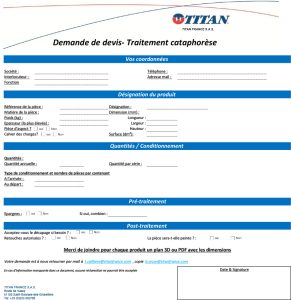 Detailed Cataphoresis quotation request